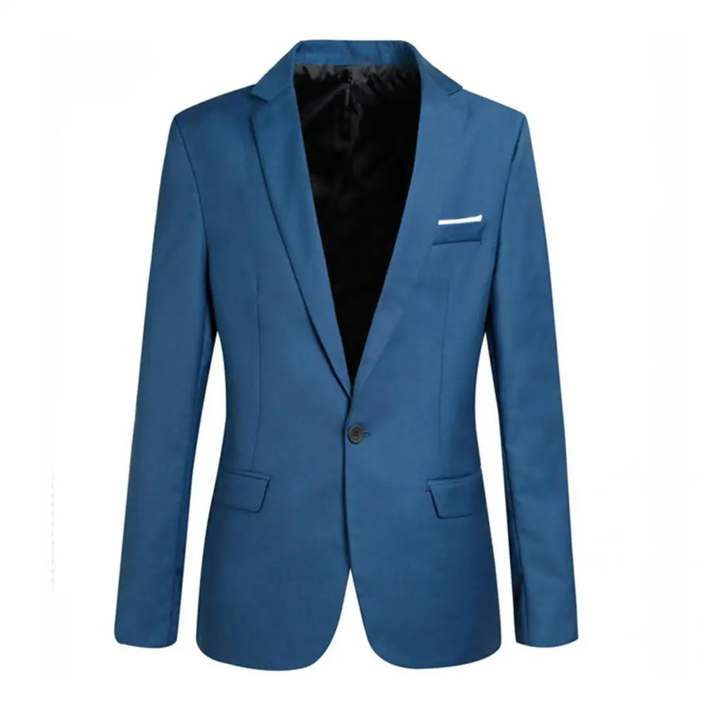 Men Blazer Classic Type Soft Texture Windproof Single Button Lapel Suit Jacket   Suit Jacket  for Dating