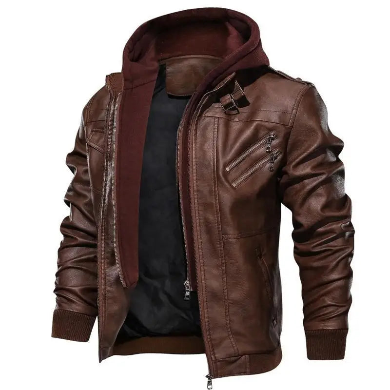 Leather Jacket Men's Slim Fit Zipper PU Jacket Autumn Winter Outdoor Windproof Male Leather Jacket Man High Quality Clothing