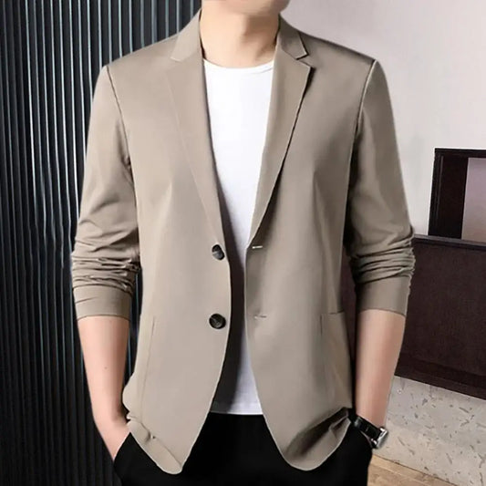 Handsome Men Suit Jacket Cardigan Men Business Jacket Smooth Turn-down Collar Men Suit Jacket  Commuting