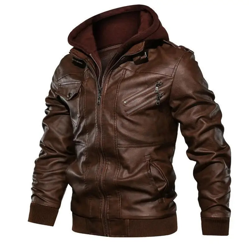 Leather Jacket Men's Slim Fit Zipper PU Jacket Autumn Winter Outdoor Windproof Male Leather Jacket Man High Quality Clothing