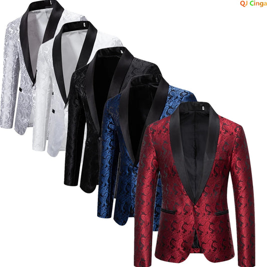 Red Cashew Flower Blazer Men's, Wedding Party Dress Jacket, White Blue Black Brands Blazers, S M L XL XXL